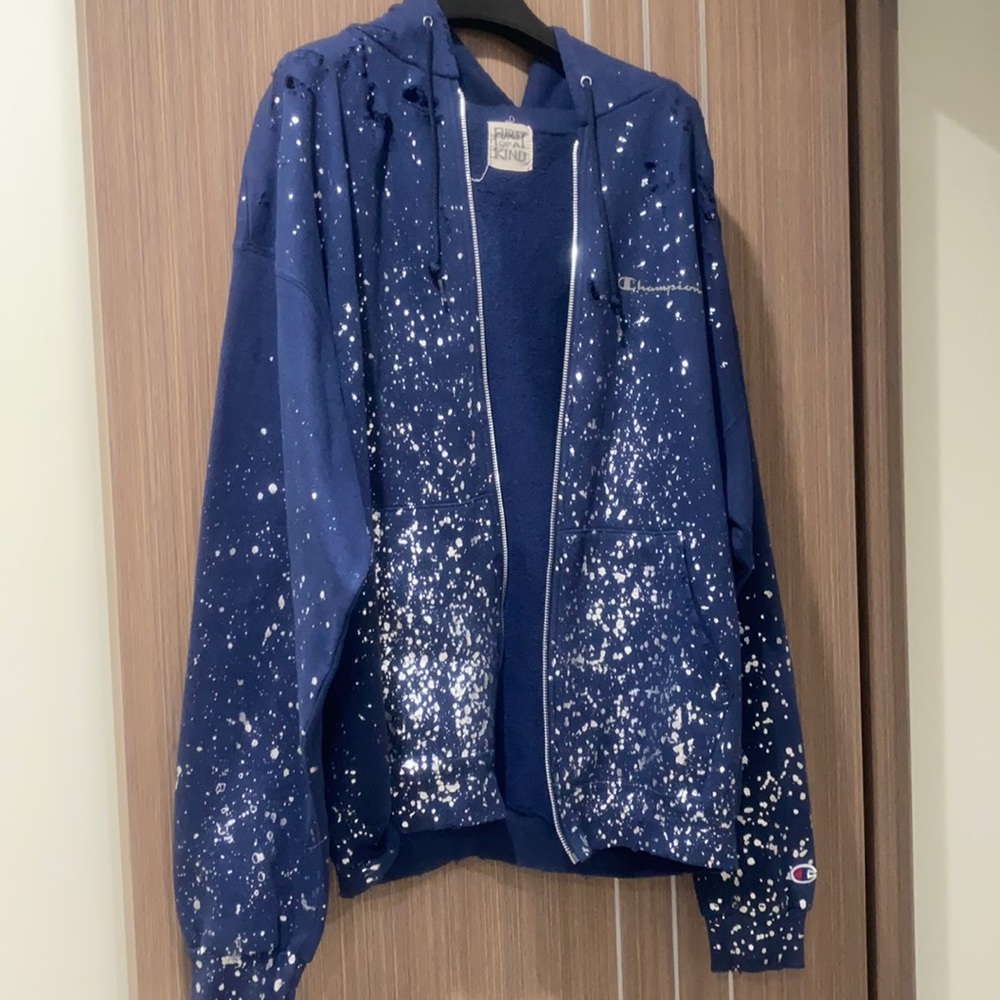 LF STORE custom navy vintage hoodie zip up Champion